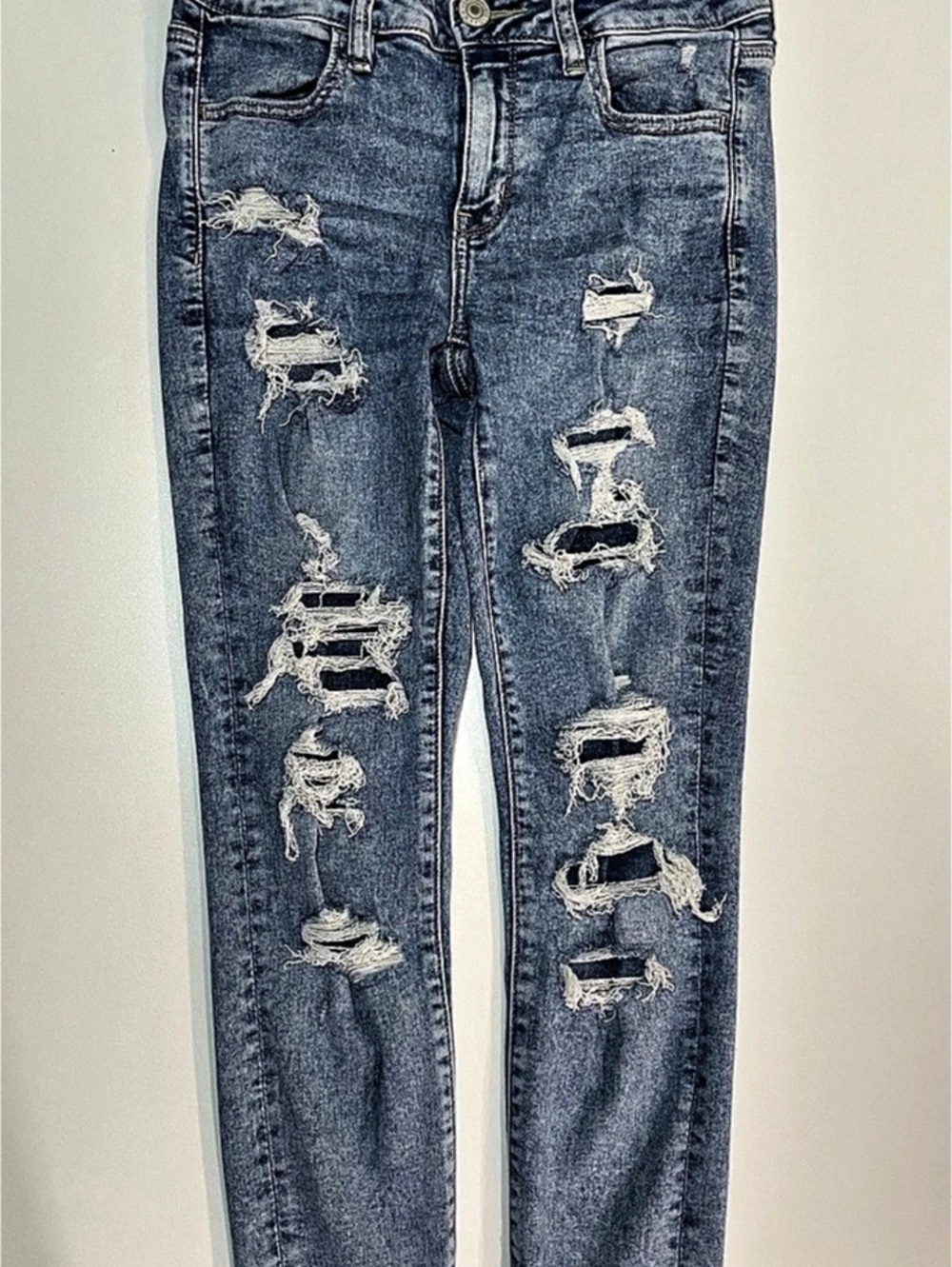 American Eagle Jegging Distressed Skinny Jeans in Blue Size 4 X-Short